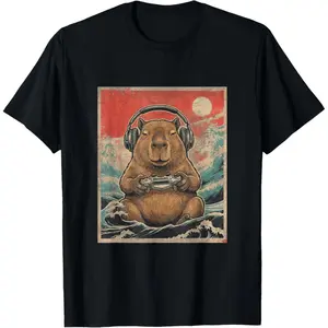 Cute Anime Gamer Capybara Japanese Gaming Gift Boys Teen T-Shirt