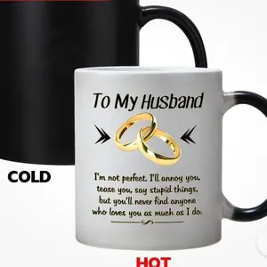 Magic Color Changing Husband Mug 11 OZ - Funny Husband Gifts Idea for Valentine's Day, Birthdays, Christmas, Wedding Anniversary - Heat Sensitive Coffee Cup for Daily Use - Safe for Microwave & Dishwasher