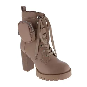 Belovely Women's Lace-Up High Heel Ankle Boots with Bag | Perfect Going Out Boots for Women [MEGAN-7] boots outfits Girl Footwear Walking Shoes