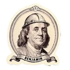 Working Benjamin - Sticker | Franklin Sticker | Welding Sticker | Construction Worker Sticker | Hard Hat Sticker | Funny Meme Sticker Decal