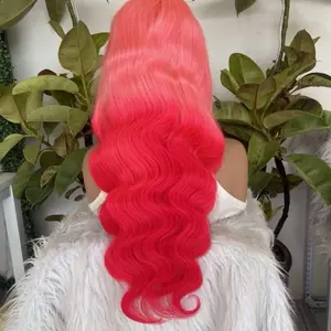 Lace Front Wig Body Wave - Vibrant Pink Color, Long Wavy Style, Perfect for Everyday Wear