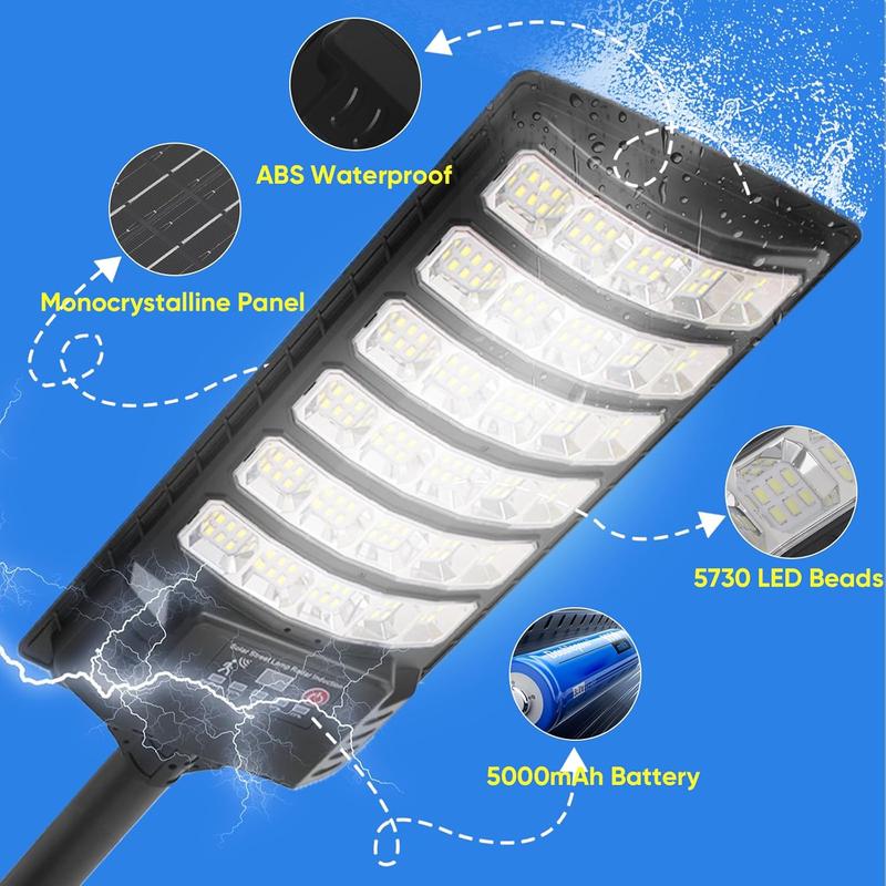 4Pack Solar Street Lights, 30000LM Outdoor Flood Light, Dusk to Dawn, IP66 Waterproof Solar Powered Parking Lot Light with Remote Control, 6500k Dimmable Security Lamp