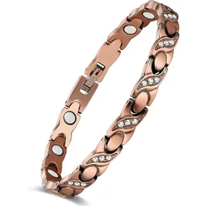 Feraco Pure Copper Bracelets for Women, Ultra Strength Magnetic Bracelet with 3500 Gauss Magnets & Sparkling Cubic Zirconia,Adjustable,Infinite Symbol