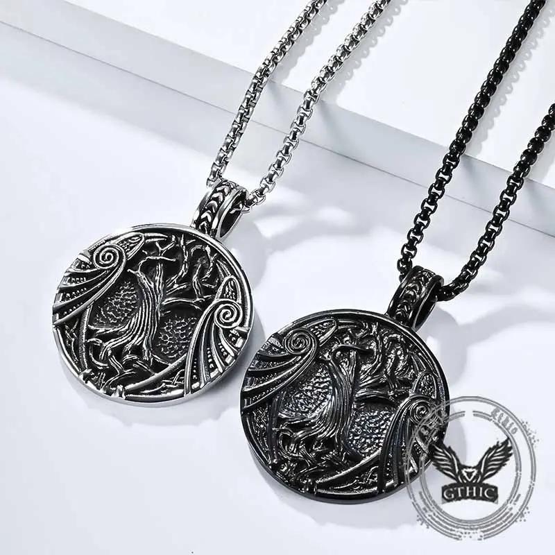 GTHIC Vintage Yggdrasil Helm of Awe Stainless Steel Pendant, Unisex Jewelry Gift, Fashion Jewelry Accessory for Daily Wear Birthday Presents
