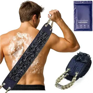 Back Scrubber for Shower, Exfoliating Washcloth Towel with Handle, Body Scrubber Exfoliator, Bath Sponge Loofah Luffa, Back Washer Wash Cloth for Men Women, Korean Exfoliate Body Scrub