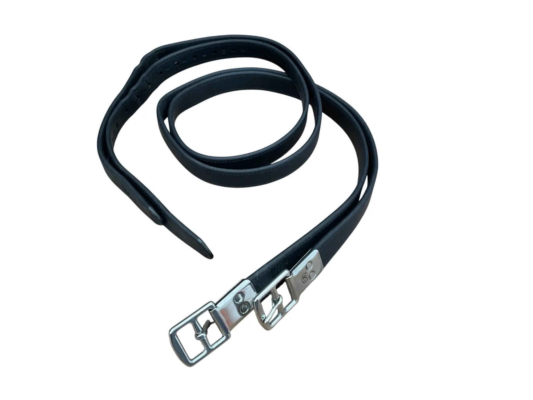 Bates Luxe Stirrup Leathers, 54 in Black Calf Wrapped Leather for a Comfortable and Secure Hold, Adjustable with Stainless Steel Buckles