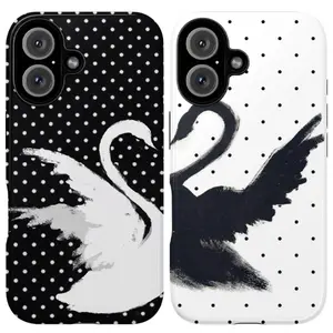 Trendy Balletcore Swan Aesthetic |   Cute Polka Dot Minimalist Design |   Elegant Matching Couple Phone Case |   for iPhone 17/16/15/14/13/12/11ProMax Plus for Samsung phones, suitable for both men and women, Perfect Gift for Women Men.A gift for the fans