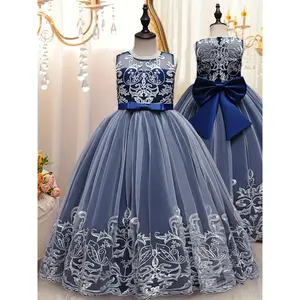 Flower Girl Lace Dress Kids Bridesmaid Pageant Party Formal Long Gown Princess Communion Tulle Bow Dresses