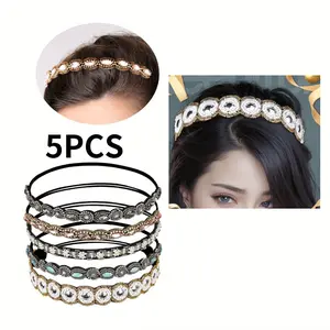 5pcs Elegant Vintage Rhinestone Beaded Hair Bands - / Multicolor Sparkling Elastic Headbands Suitable for Weddings, Proms, Parties, Daily Wear - Women's soft women nurse scarf head wrap