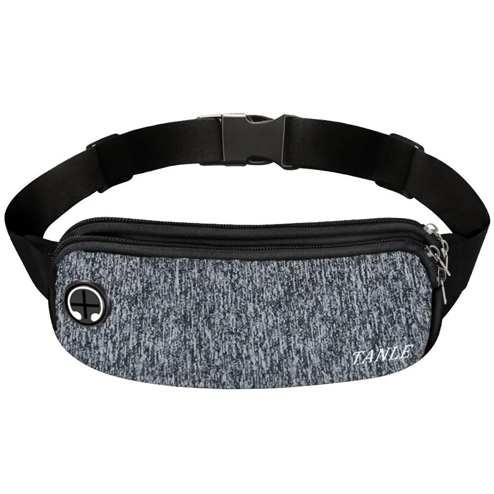 Fanny Pack Running Waist Bag workout waist beltwith Headphone Hole,IPX4 Water Resistant,Double Pocket Adjustable Elastic Restraint Strap