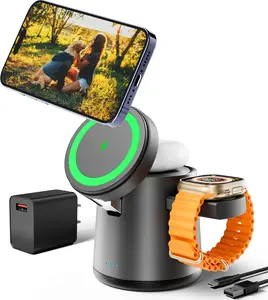 3 In 1 Magnetic Charging Station With Magsafe Charger Fast Charger Fast Wireless ChargerStand For lPhone 16 15 14 13 12 For Samsung $24/$24s/$22/$21 For Applewatch AndSmartwatch For Air-Pods And Headphones