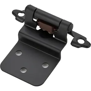 4 Pack (2 Pairs) 3/8 Inch Inset Cabinet Hinges, Self-Closing Face Mount Hinges with Door Bumpers, Matte Black for Kitchen Cabinets, Bathroom Vanities, Furniture Doors