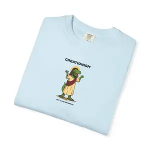 Souki Pop Dinosaur Creationism Graphic Tee - Ultra-Soft Cotton Blend, Funny Crew Neck T-Shirt, Short Sleeve, Casual Cartoon Style for Book Clubs & Summer