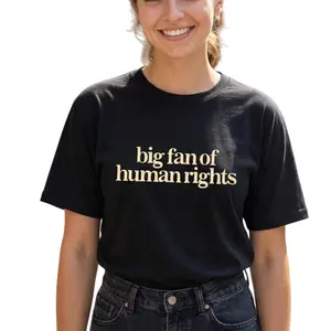 GGOR Big Fan of Human Rights Graphic T-Shirt Unisex Y2K Aesthetic Oversized Streetwear Cotton Tee Minimalist Aesthetic Premium Comfort Relaxed Fit Vintage Letter Print Top Viral Summer Casual Loose Fit Slogan Shirt for Men Women Harajuku Fashion Gift