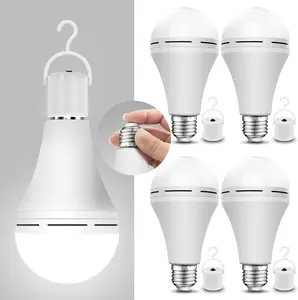 4 Pack Rechargeable Emergency Light Bulbs A19, Camping Lamp Battery Powered LED Light Bulb 6000K Daylight E26/E27 120 Volt 12W 60W Equivalent with 1200mAh for Home Power Outage Camping Hurricane