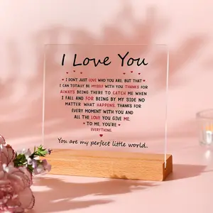 Unique Christmas Gift for Boyfriend Girlfriend, I Love You Acrylic Plaque, Heart Plaque, Acrylic Desktop Decoration, Wedding Anniversary Birthday Present, Romantic Valentine's Day Gift