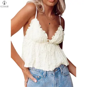 Women Y2K Ruched Camisole Sleeveless Spaghetti Straps V Neck Cami Tops Summer Cute Bow Flowy Tank Tops Streetwear