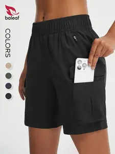 BALEAF Women's 7'' High Waisted Hiking Cargo Shorts with Zipper Pockets Deep Cargo Pockets Tummy Control Elastic Waist Water Resistant Quick Dry Lightweight Stretch UPF50+ Sun Protection Athletic Golf Outdoor Shorts for Camping Travel Walking Summer Wear