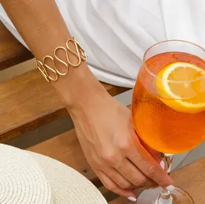 Modern Geometric Gold Bangle, Lightweight, Perfect to add a touch to any outfit