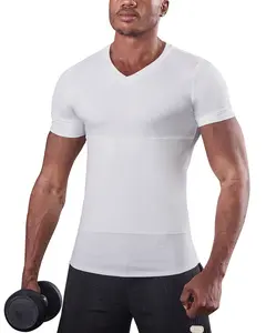 KOCLES Men's Body Shaper Gynecomastia Compression Shirts for Tummy Control, Chest Compression Shapewear Undershirt to Conceal Gynecomastia, spandex shirt featuring Short Sleeve Design for Ultimate Comfort Streamlined Look fitted shirt Menswear Top Tshirt