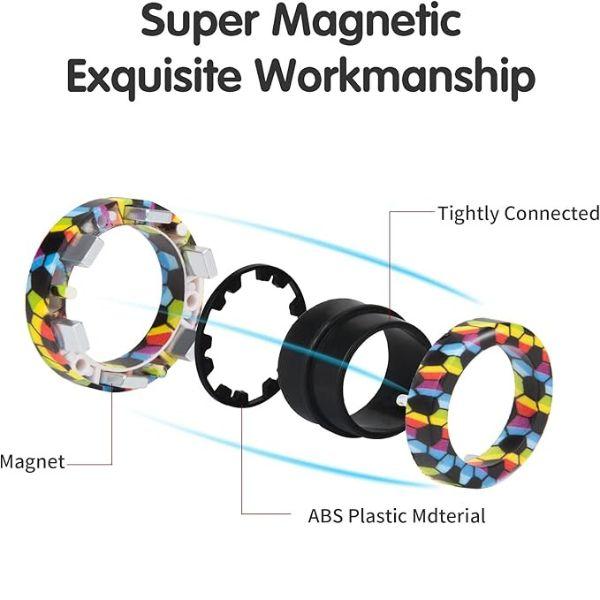 Magnetic Fidget Rings Set (3PCS) ADHD Fidget Toys for Adults & Kids Anxiety Relief Magnetic Spinner Rings Sensory Fidget Pack for Stress Relief Desk Toys Gift for Teens & Adults