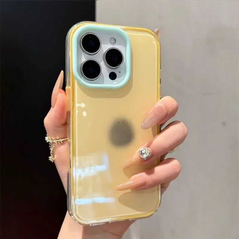 New high-appearance contrasting color jelly two-in-one phone case suitable for iPhone 17, 17 Pro, solid color 16, matte 15