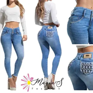 J169-80802-Push Up Colombian Jeans Women's Denim with Unique Back Detailing and Push-Up Effect