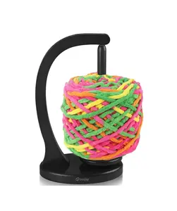 Wooden Yarn Holder for Crocheting, Upgrade Larger Size & Magnetic, Rotating Pendulum Yarn Ball Dispenser Stand, Yarn Spinner as Surprise Gift for Knitting Lovers (Black)