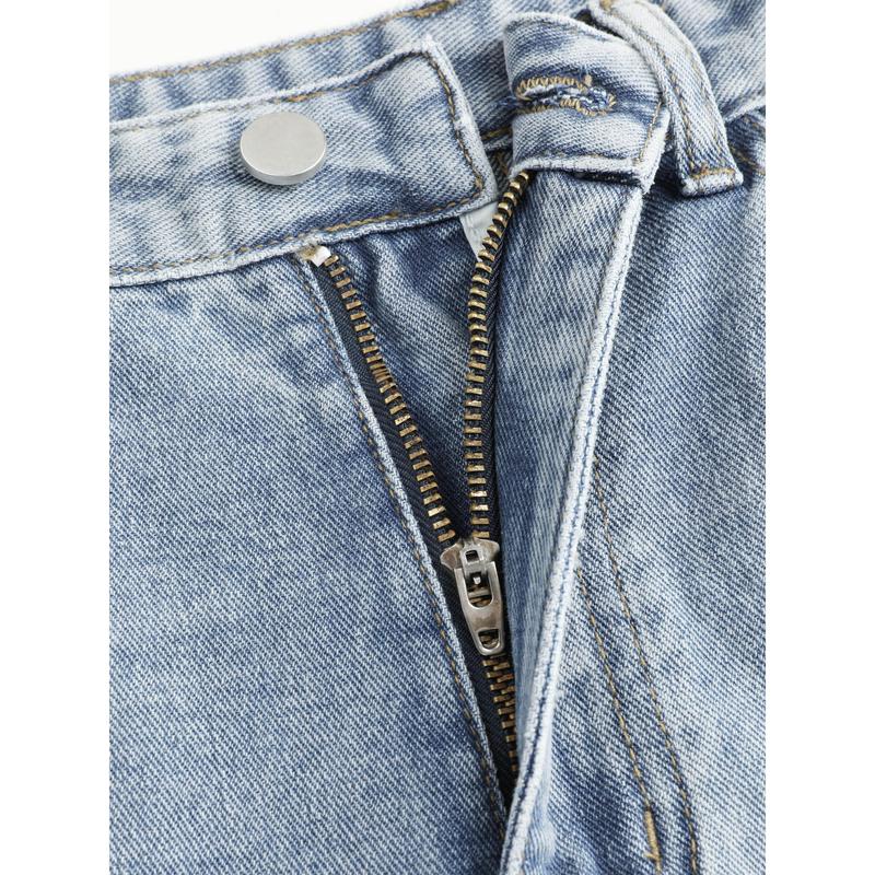 Cider [size XXS Petite-XL Petite] Petite High Waist Ripped Straight Leg Jeans