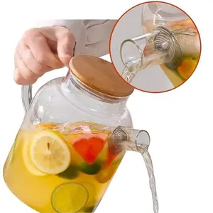 Heat Resistant Glass Teapot with Removable Infuser, 1 Box Clear Tea Pot with Handle, Tea Making Tool for Home Office Use, Kitchen Supplies, Iced Tea Pitcher, Sun Tea Pitcher