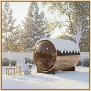 Outdoor Canadian Hemlock Wooden Panoramic Sauna - 220V 6kW Toule Sauna Stove Included, 70.86x74.86in, Assembly Required, With Scoop & Rubber Hammer (Home Improvement, Garden Supplies)