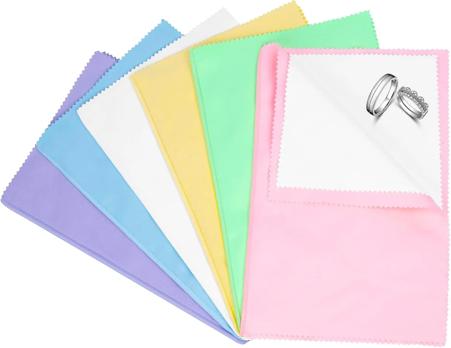 6 PCS Large 10x12 Inch Jewelry Polishing Cloths Pure Cotton Two-Step Polish Reusable for Cleaning Gold Silver Platinum Diamond Stainless Steel