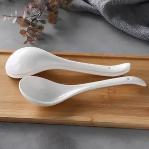 Ceramic Large Soup Spoon Bone China Household Big Soup Spoon White Marbling Tableware Home Kitchen Supplies Dinnerware 1pcs