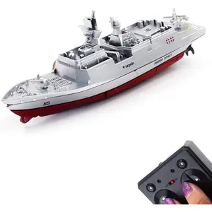 Military RC Naval Ship Vessel Warcraft 2.4 GHz Remote Control Boat Speedboat Electric Water for Swimming Pool Kids Toy Birthday Gifts (Silver)