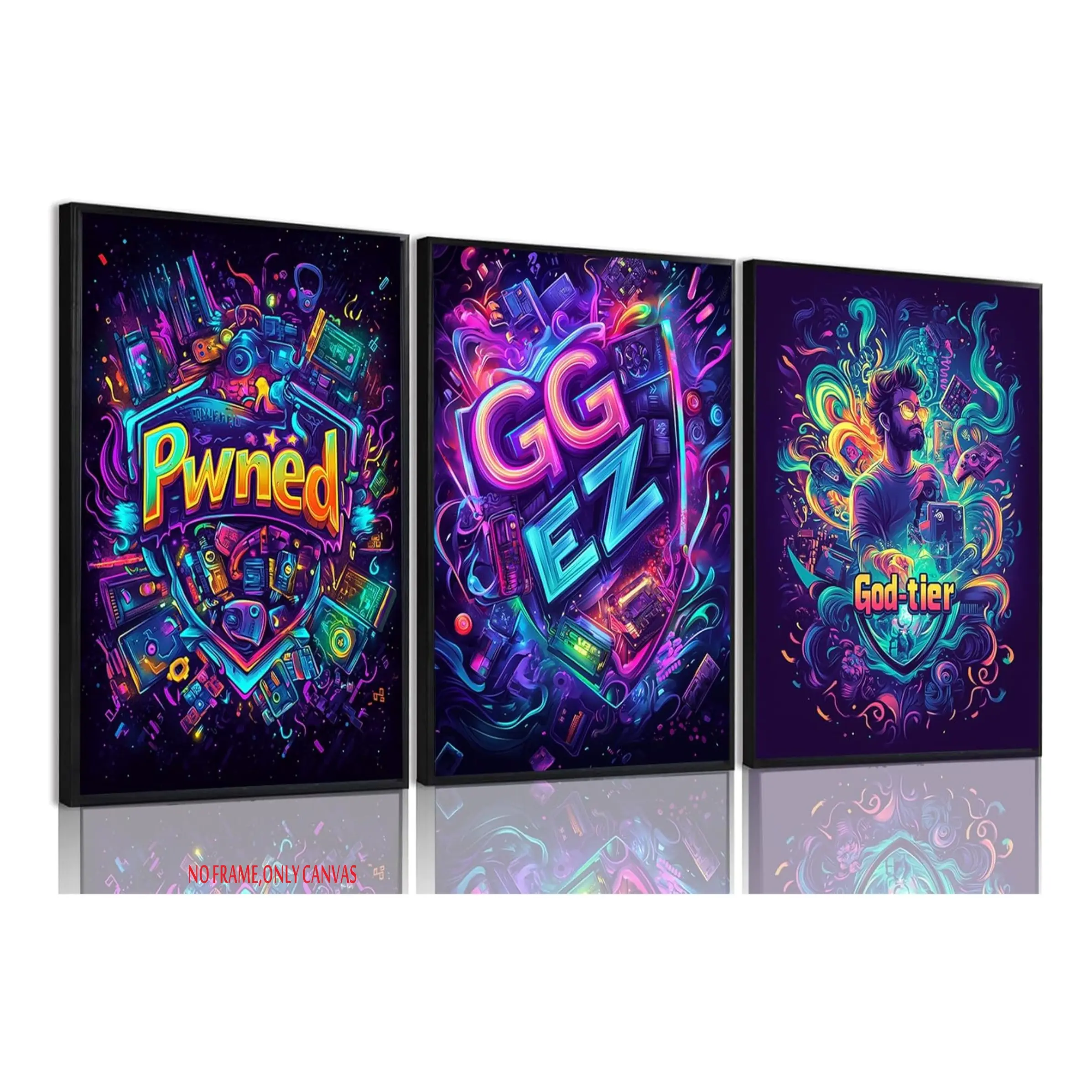3-piece set, game room decor, game room decor accessories for teenage boys, game-themed posters for teenage boys' bedrooms, frameless, Unframed Art Print