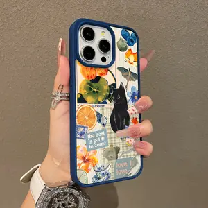 Trendy Magnetic Case for iPhone11/12/13/14/15/16/17/promax Black Cat Floral Collage MagSafe Ready, Ultra Thin & Shockproof | Cute Pick for Girls