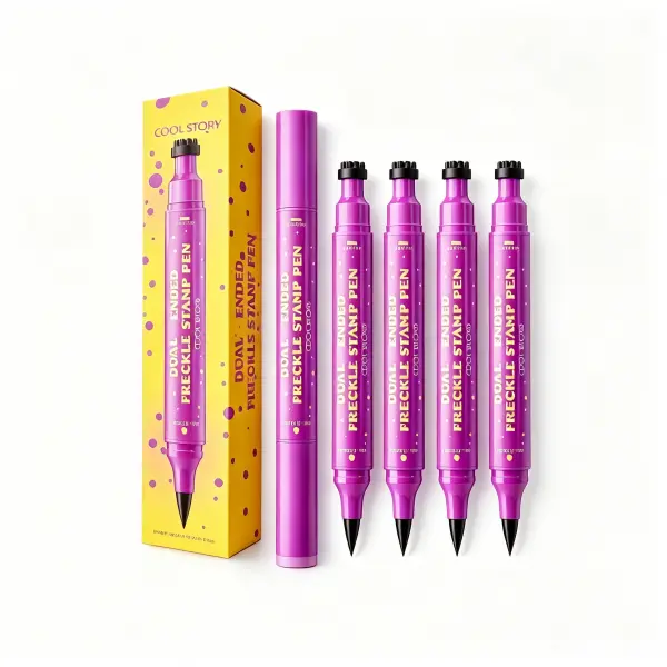 Dual-Ended Freckle Pen & Fine Eyeliner Cosmetic - Waterproof, Smudge-Proof, Long-Lasting, Lightweight, High-Pigment Fake Freckle Marker, 4 Brown Shades for Natural Sun-Kissed, Cottagecore Makeup (Beauty Products)