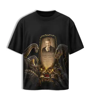 Sam Neill 1947-2026 Memorial T-Shirt Tombstone Art Jurassic Park Dinosaurs Tribute Tee