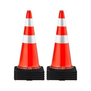VEVOR Safety Cones, 6 Pack 36 Traffic Cones, PVC Orange Construction Cones with Reflective Collars and Black Weighted Base, for Traffic Control, Driveway Road Parking and School ImprovementVEVOR Super Brand Day