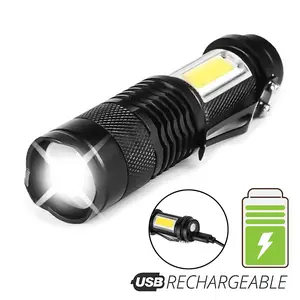 Portable LED Flashlight, Mini Electric Torch, Rechargeable Flashlight for Outdoor, USB Rechargeable Flashlight