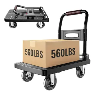 Foldable Push Cart Platform Cart,Moving Platform Hand Truck,Foldable for Easy Storage and 360 Degree Swivel Silent Wheel (760 lbs)