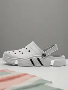 Unisex Gray Color-Block Clogs: Thick-Soled Dual-Wear, Summer Outdoor Beach Slides, Summer Slippers