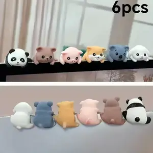 6pcs Creative Computer TV Monitor Animal Decorations, Adorable Animal Figurines, Car Dashboard Ornaments, CuteCartoon Animals for Home & Office Decoration,Cute Desktop Decoration