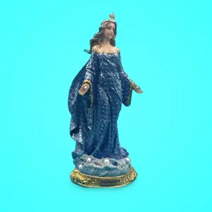 Yemaya Statue, 8 in Religious Decor with Pearl Details, Room Ornaments
