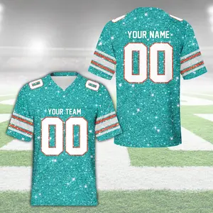 Personalized Faux Glitter Football Team Jersey, Custom Adult College Football Jersey Game Day Jersey Outfit For American Football Fans 2MB