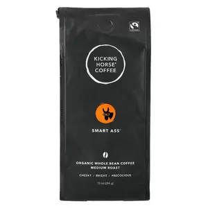 Kicking Horse Smart Ass®, Organic Coffee, Whole Bean, Medium Roast, 10 oz (284 g)