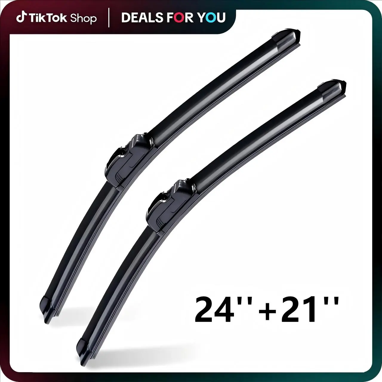 ITUTN 24"+21" Frameless Beam Silicone Windshield Wipers, Silent Streak-Free OEM Quality, Windshield Waterproof, Easy J-Hook (Hook) Install for Cars, SUVs, Trucks, Auto Replacement Parts, Truck, Auto Parts