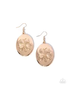Fortunate Fair - Gold Lucky Clover Earrings - Paparazzi