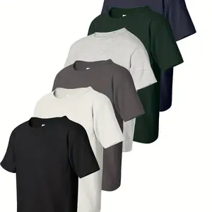 6-Piece Set Men's Premium 100% Cotton T-Shirts Classic Crew Neck Short Sleeve Tees Breathable Comfortable Summer Casual T-shirt Wardrobe Essential Classic Fit Unisex