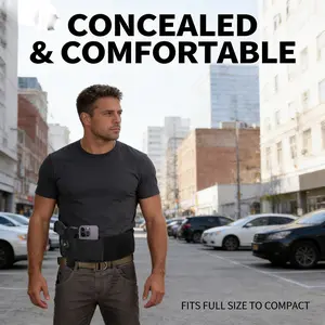 Fit Belly Band Holster G17 19 26 43x 1911 vnsh fn reflex holster S&W M&P 40 Shield Carry for Men & Women - Comfortable Polyester Athletic Holster for Running, Jogging & Hiking Headlamp Vests Activewear holsters for concealed carry chest belly band holster